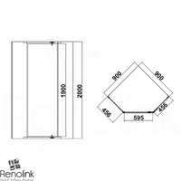 Frameless Shower Screen 900x900mm Diamond Gun Metal