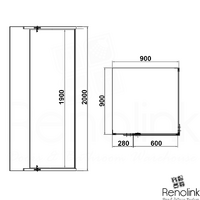 Frameless Shower Screen 900x900mm Square Gun Metal