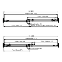 Frameless Wall to Wall Adjustable Sliding Shower Screen 1200x2000mm PVD Brushed Gold