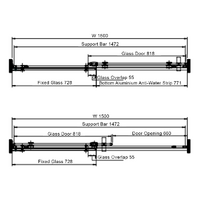 Frameless Wall to Wall Adjustable Sliding Shower Screen 1500x2000mm PVD Gun Metal