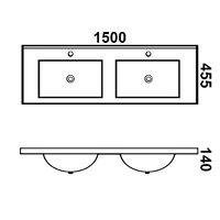 1500mm Bathroom Vanity White Poly Marble Thin Edge Double Basin Top BA150ED