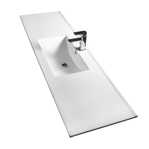 Bathroom Vanity Poly Marble Thin Edge Basin Sink Top Single White Gloss BA150E