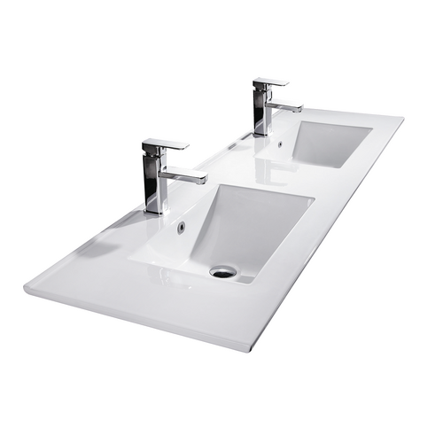 1500mm Bathroom Vanity White Poly Marble Thin Edge Double Basin Top BA150ED