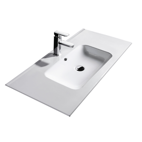 910X465X170mm Bathroom Vanity Cabinet Ceramic Wash Basin Sink Top White 90Q