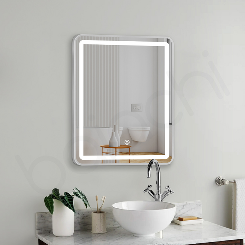 Baiachi Eden LED Square 600mmx750mm Frame Mirror Brushed Silver