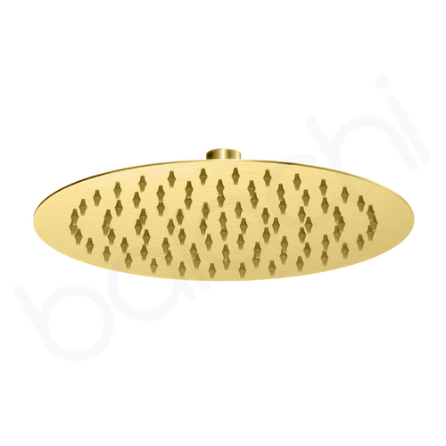 Moreton Round Stainless Steel Shower Head 250mm Brushed Gold