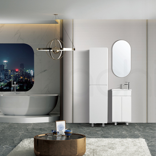 Jasmin 465mm Slim Line Narrow PVC Water Proof Bathroom Vanity Cabinet With Ceramic Basin