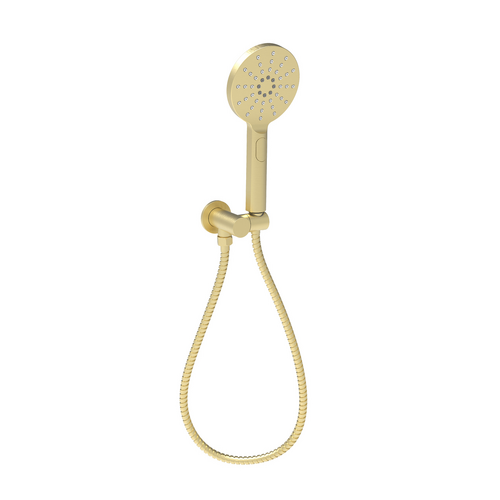 Cora Round Hand Shower On Wall Outlet Bracket Brushed Gold