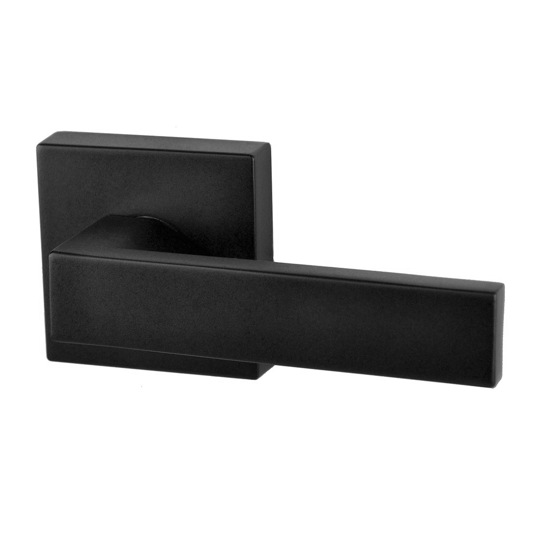 Trident Door Handle Lever On Square Rose Passage Set Matte Black