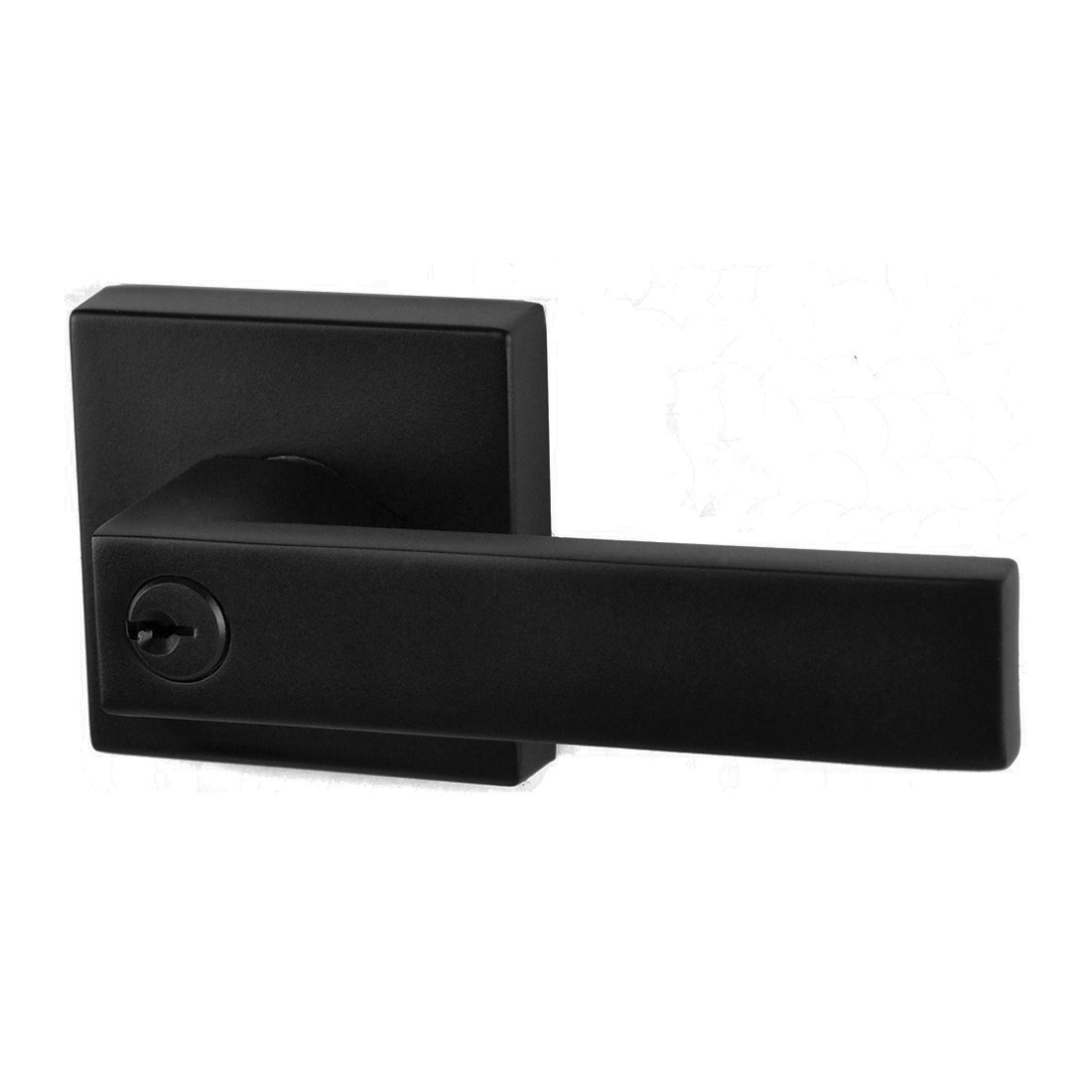 Trident Door Handle Lever On Square Rose Entrance Set Matte Black