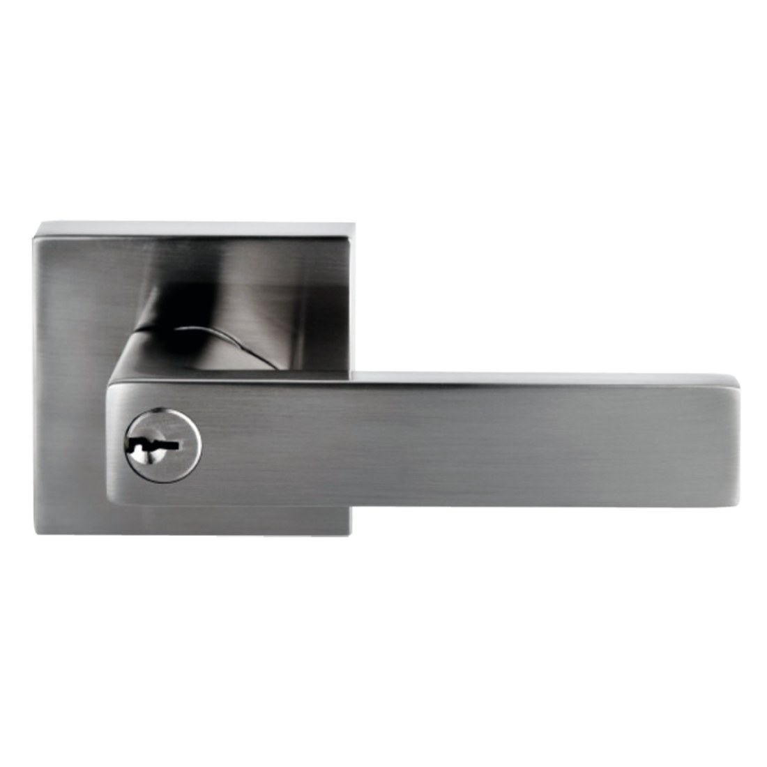 Trident Door Handle Lever On Square Rose Entrance Set Brushed Nickel