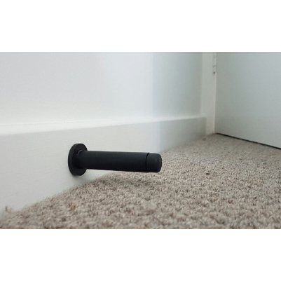 Zanda Solid Brass Door Stop Skirting Mount 85mm Matte Black