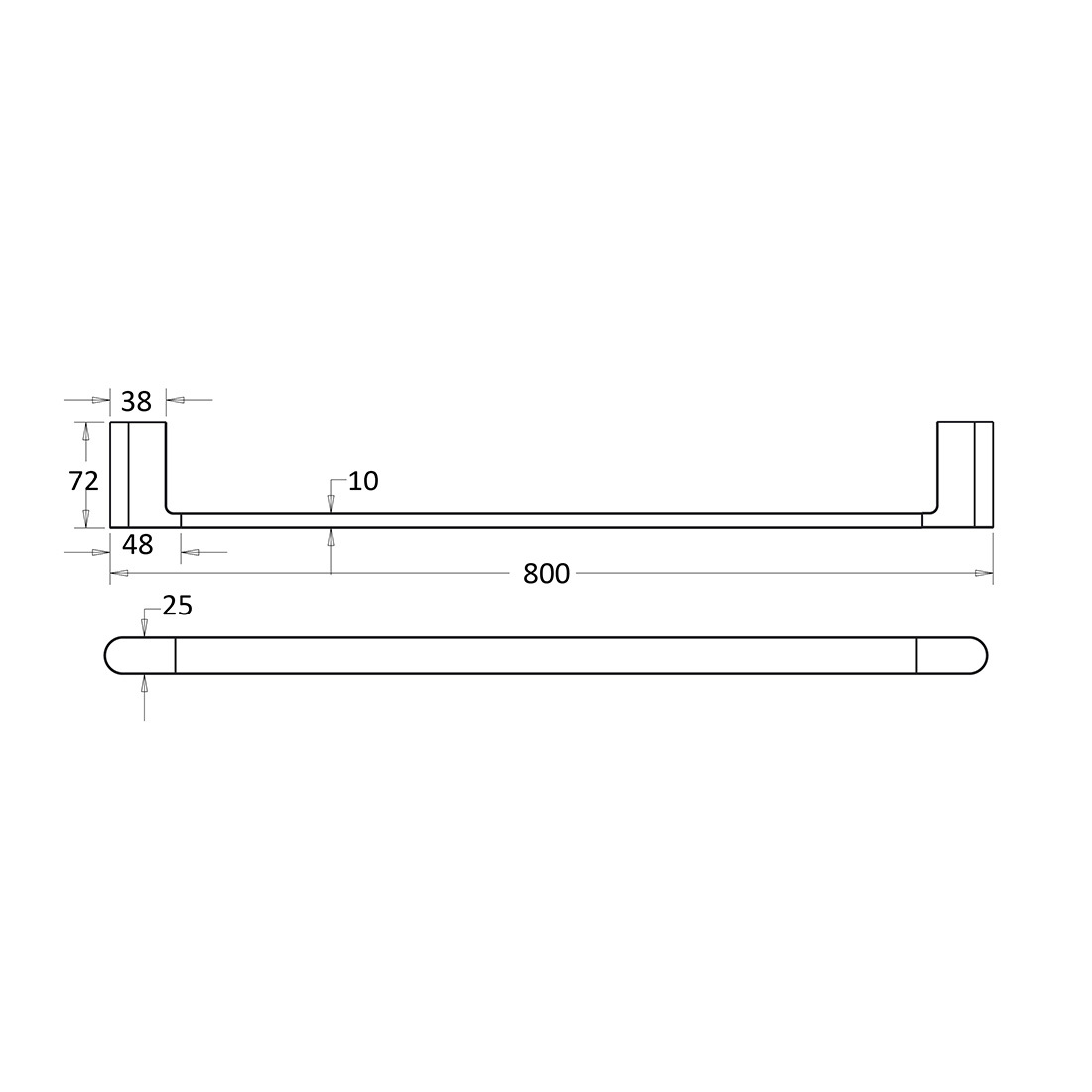 Flores Single Towel Rail 800mm Brushed Gold