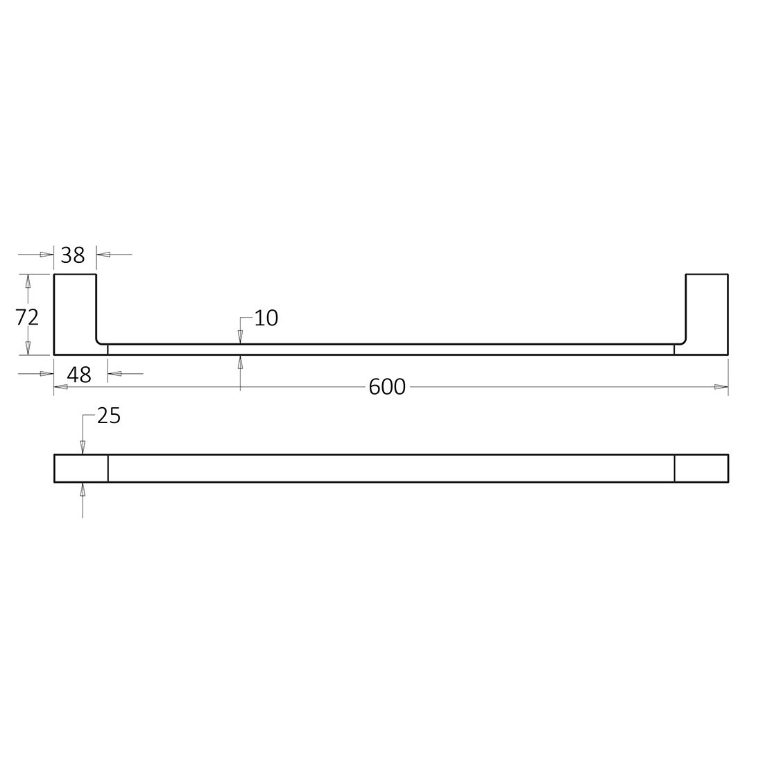 Ikon Ceram Single Towel Rail 600mm Brushed Gold