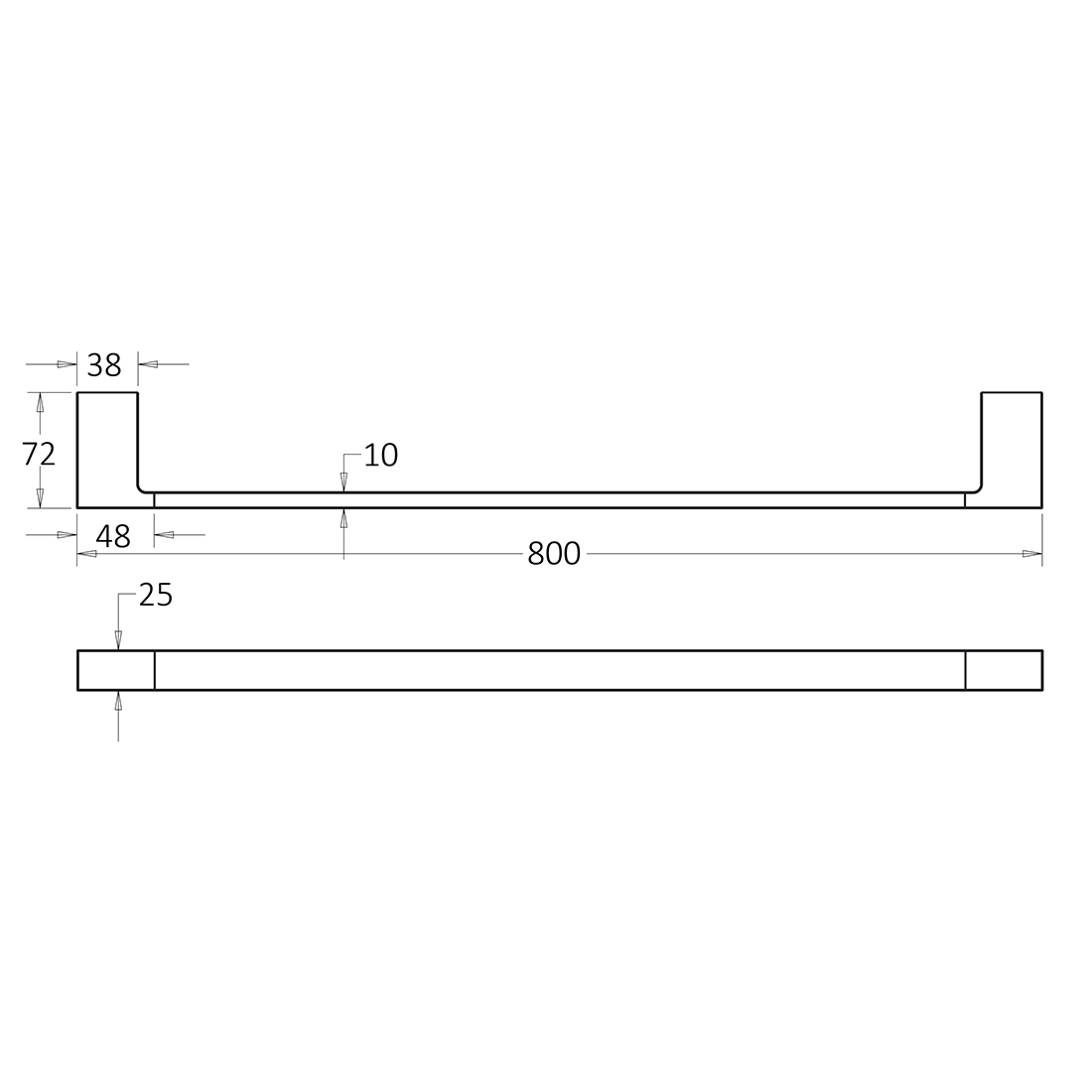 Ikon Ceram Single Towel Rail 800mm Brushed Gold