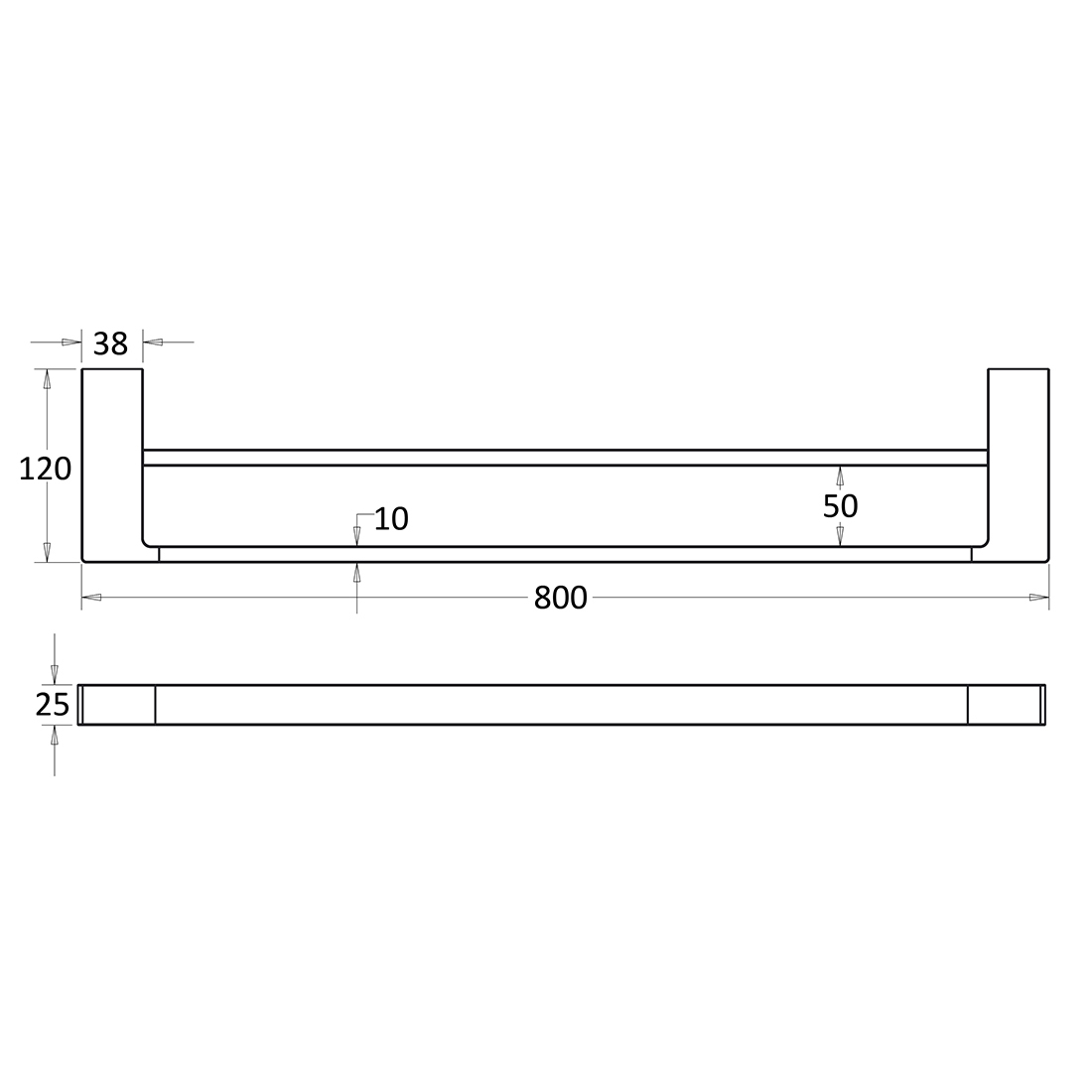 Ikon Ceram Double Towel Rail 800mm Brushed Gold