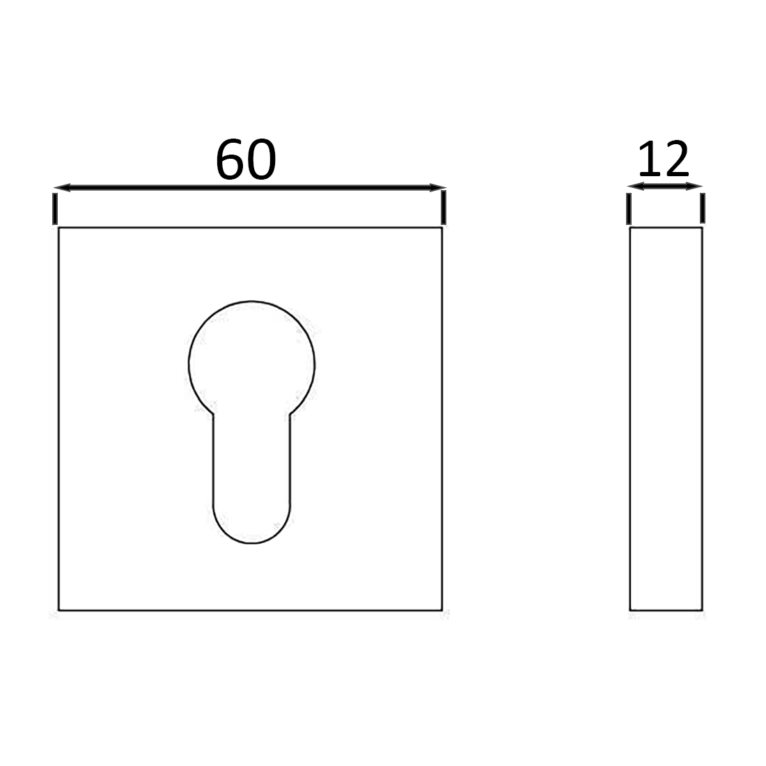 N2LOK Square Euro Cylinder Escutcheon Matte Black