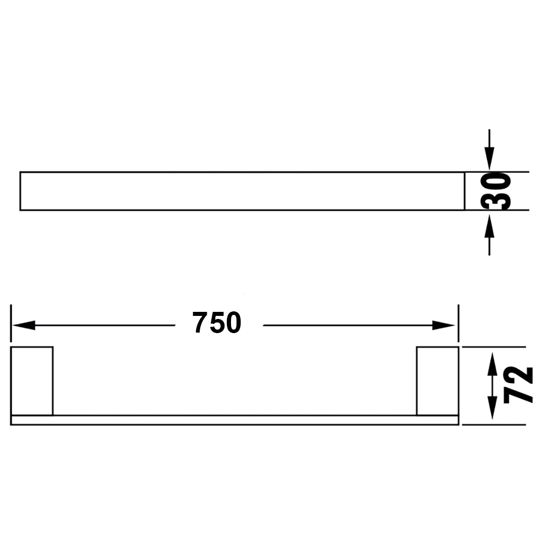 Rosa Single Towel Rail 750mm Matte Black