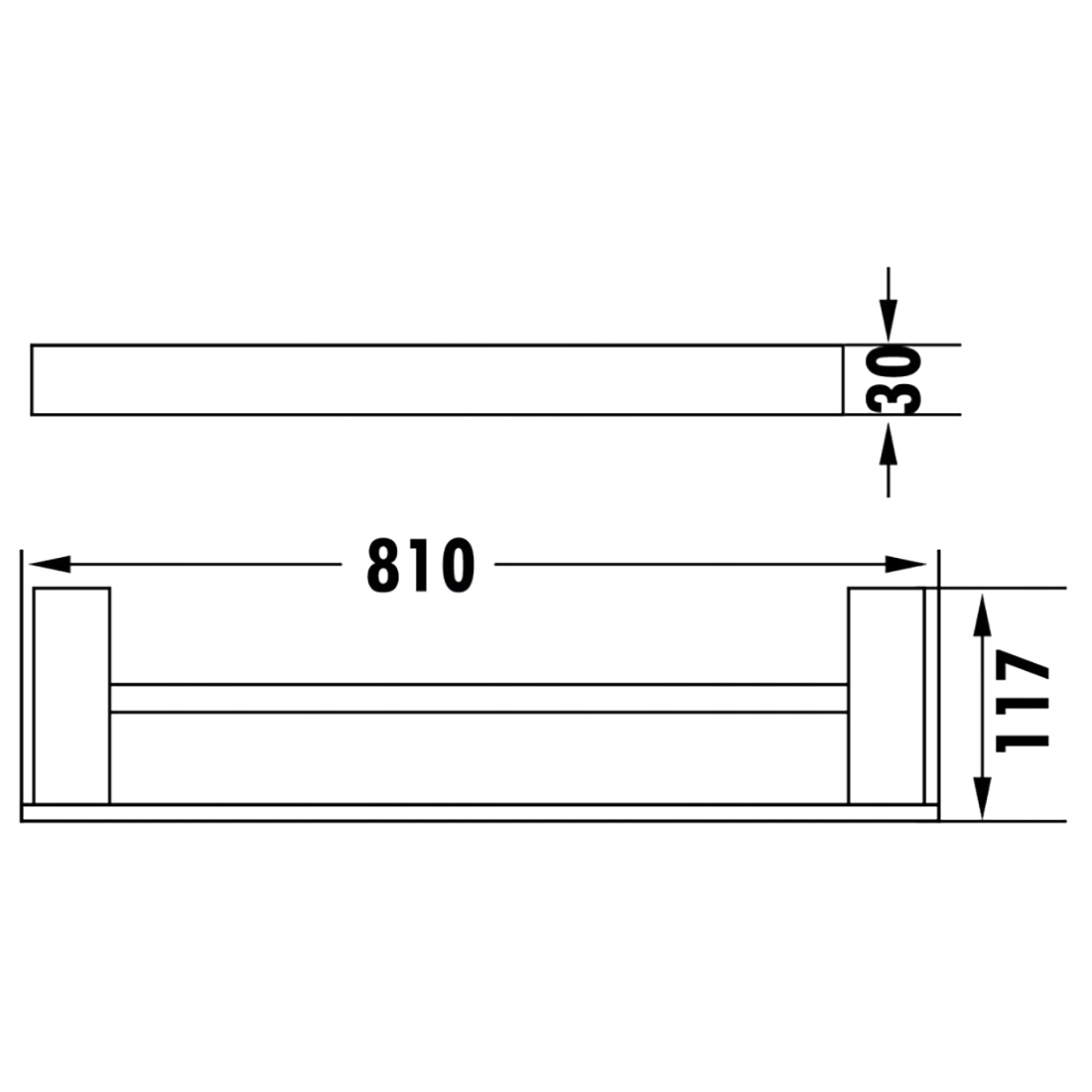 Rosa Double Towel Rail 810mm Chrome