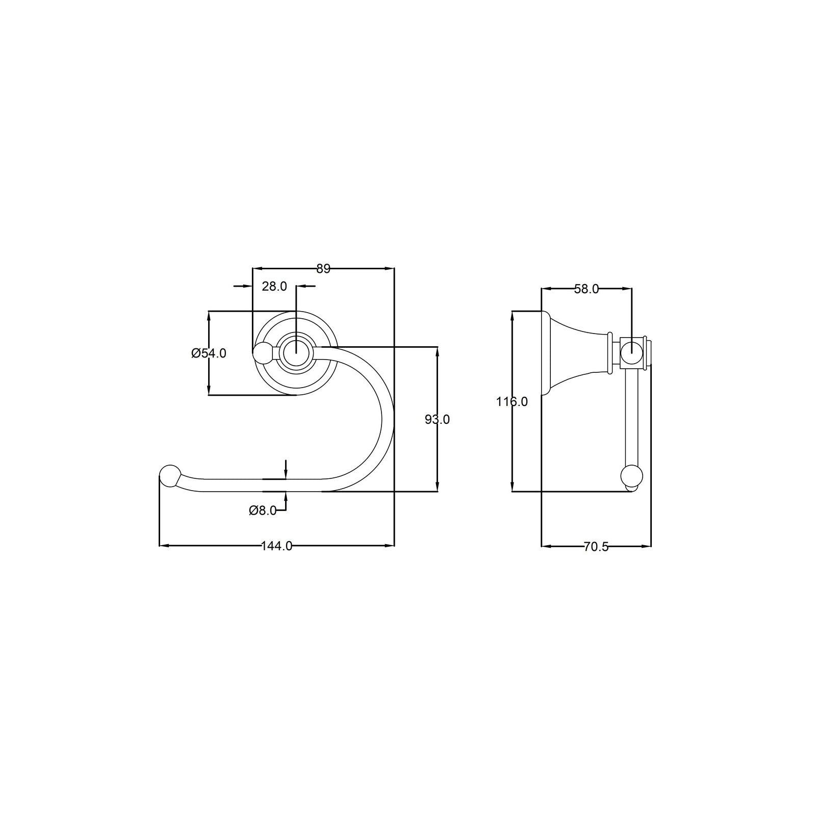 Ikon Clasico Paper Holder Matte Black