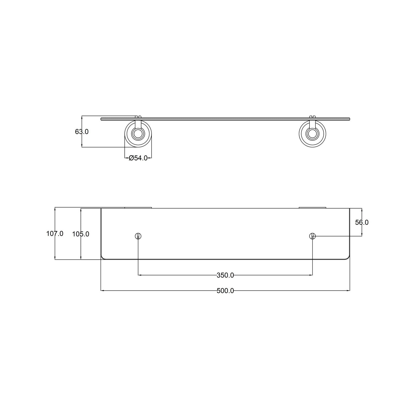 Ikon Clasico Glass Shelf Brushed Gold