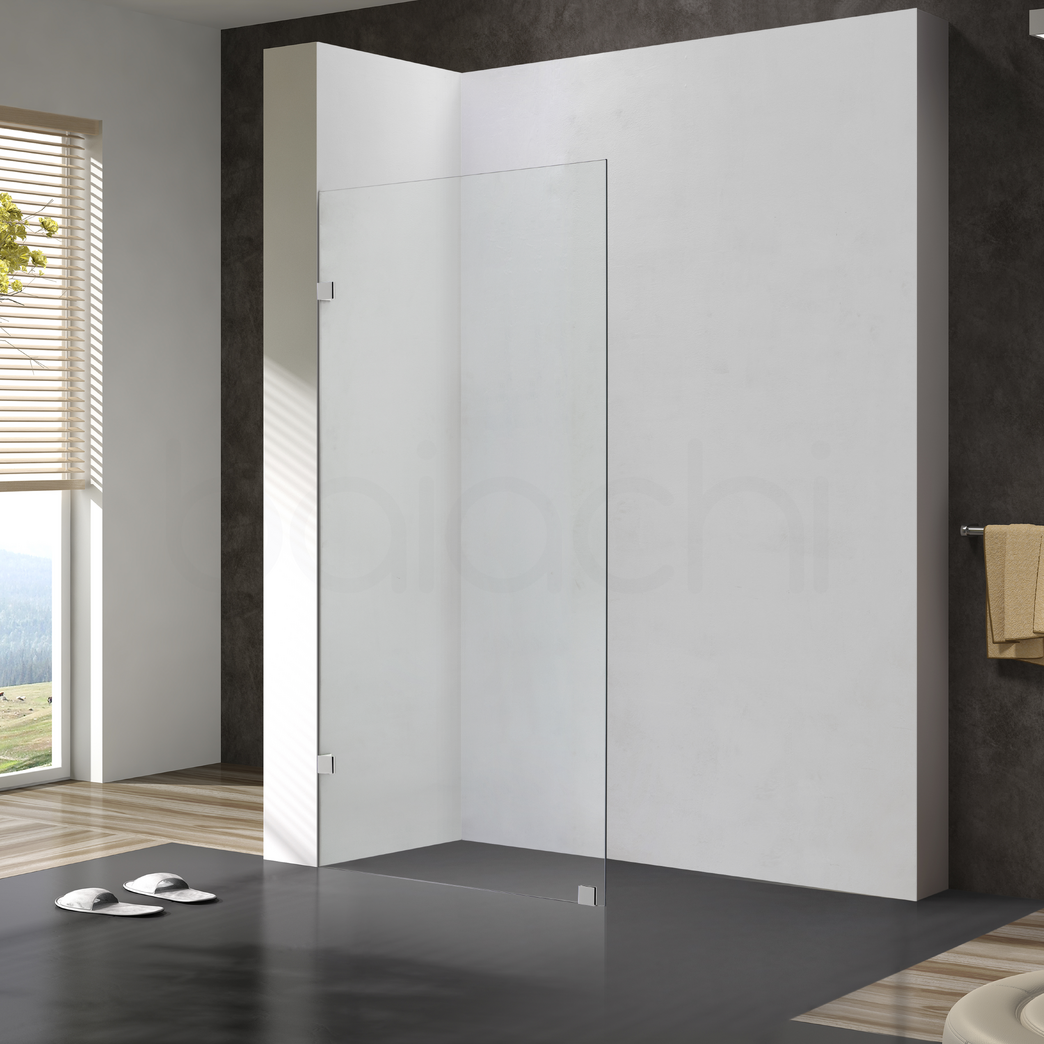 1100mm Fixed Panel Shower Screen Brushed Nickel