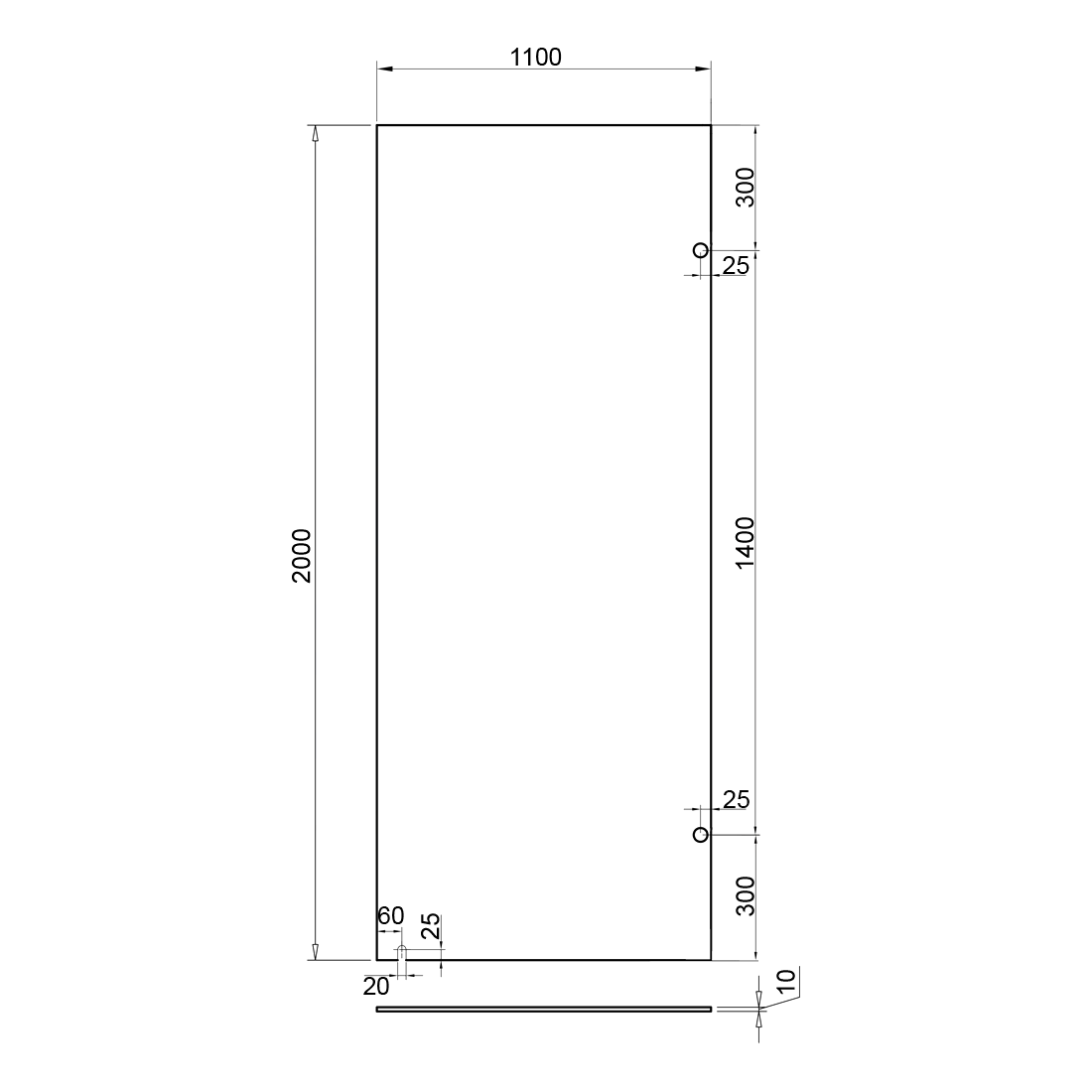 1100mm Fixed Panel Shower Screen Matte Black