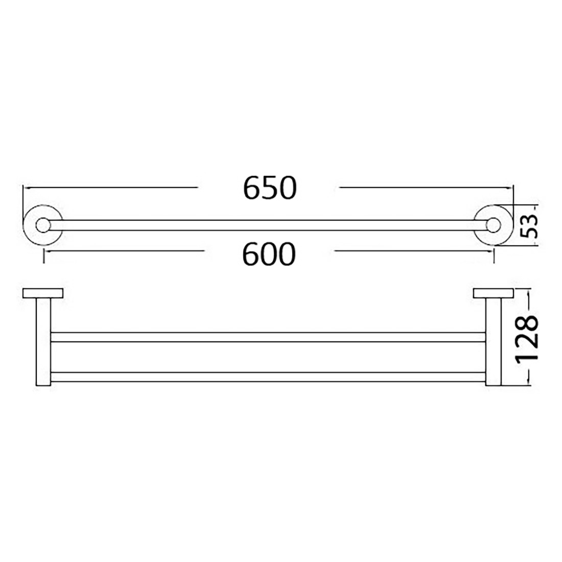 Otus Double Towel Rail 600mm Brushed Nickel