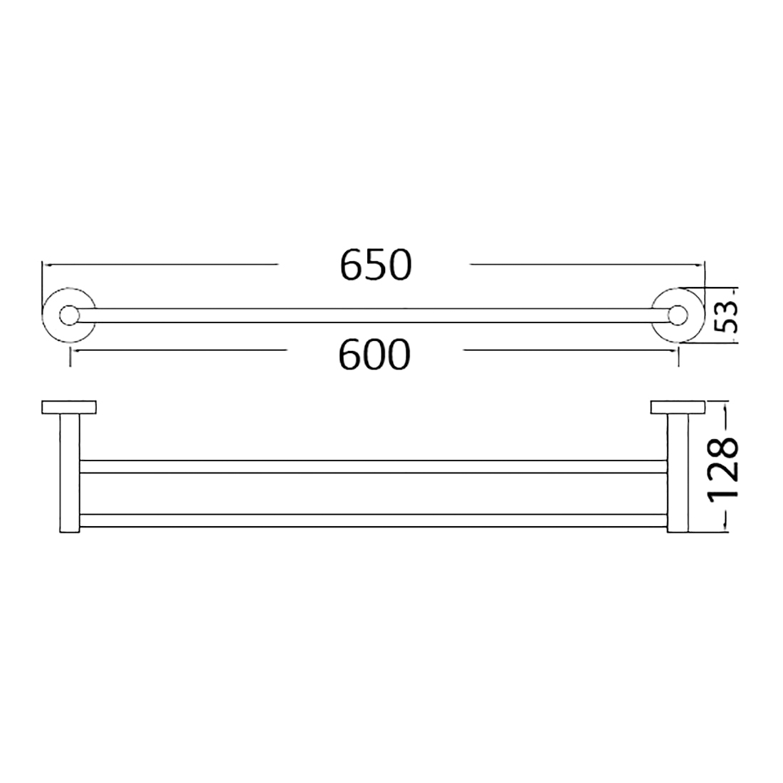 Otus Double Towel Rail 600mm Matte Black