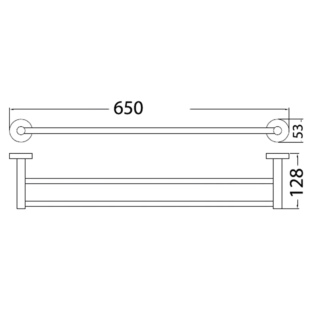 Otus Double Towel Rail 600mm Chrome