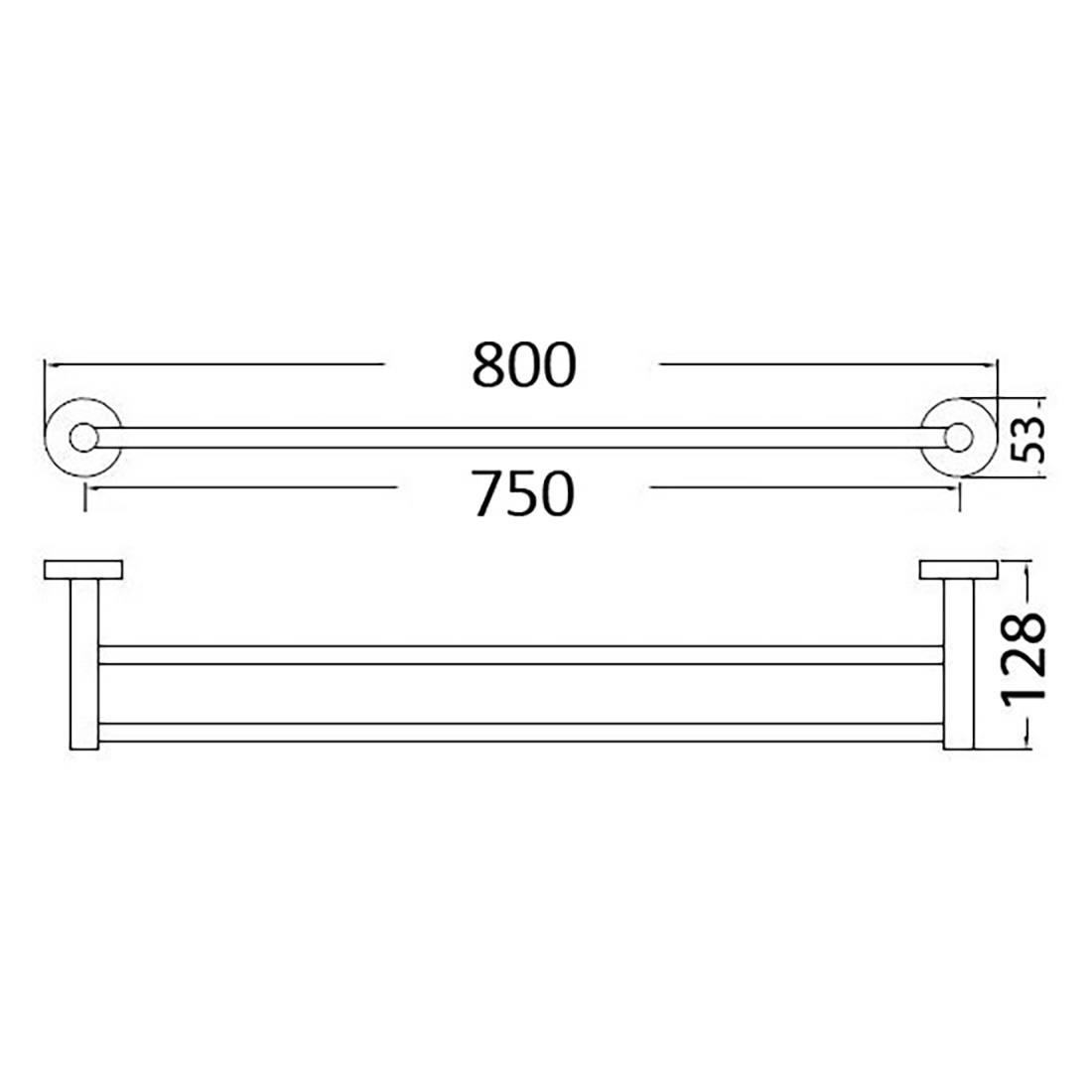 Otus Double Towel Rail 750mm Brushed Nickel