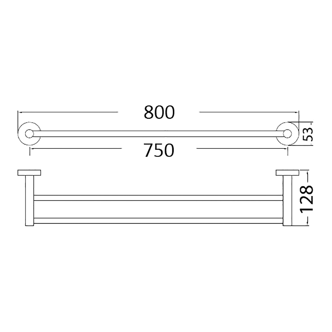 Otus Double Towel Rail 750mm Matte Black