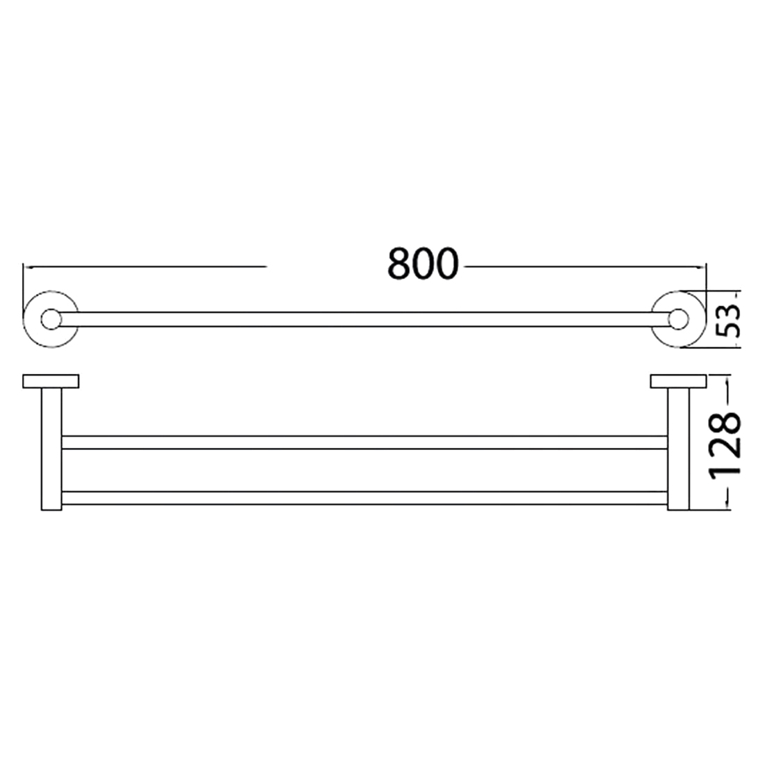 Otus Double Towel Rail 750mm Chrome