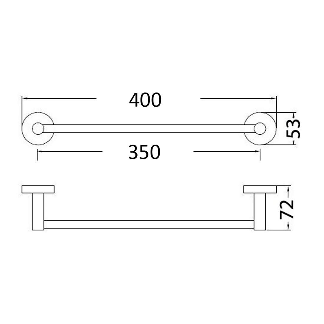 Otus Single Towel Rail 350mm Brushed Nickel