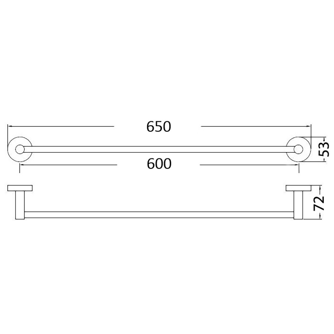 Otus Single Towel Rail 600mm Brushed Gold