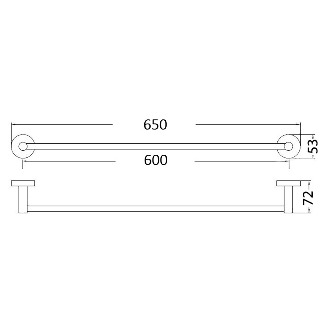 Otus Single Towel Rail 600mm Matte Black