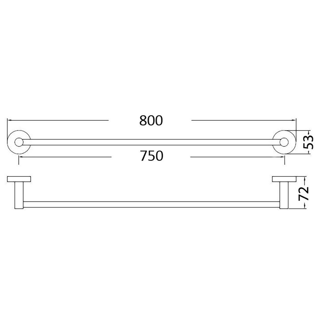 Otus Single Towel Rail 750mm Brushed Gold