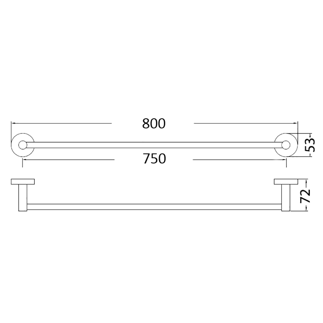 Otus Single Towel Rail 750mm Matte Black