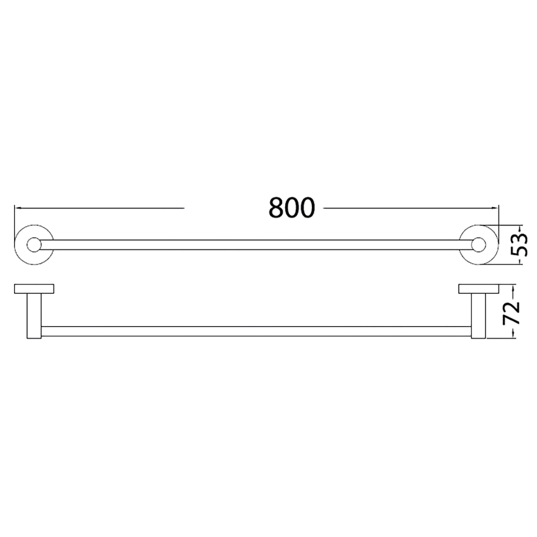 Otus Single Towel Rail 750mm Chrome