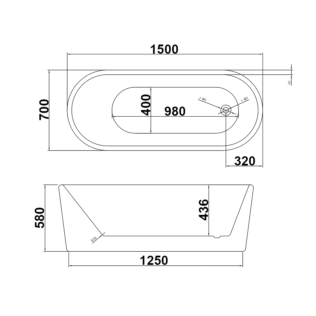 OVAL 1500 FS BATH