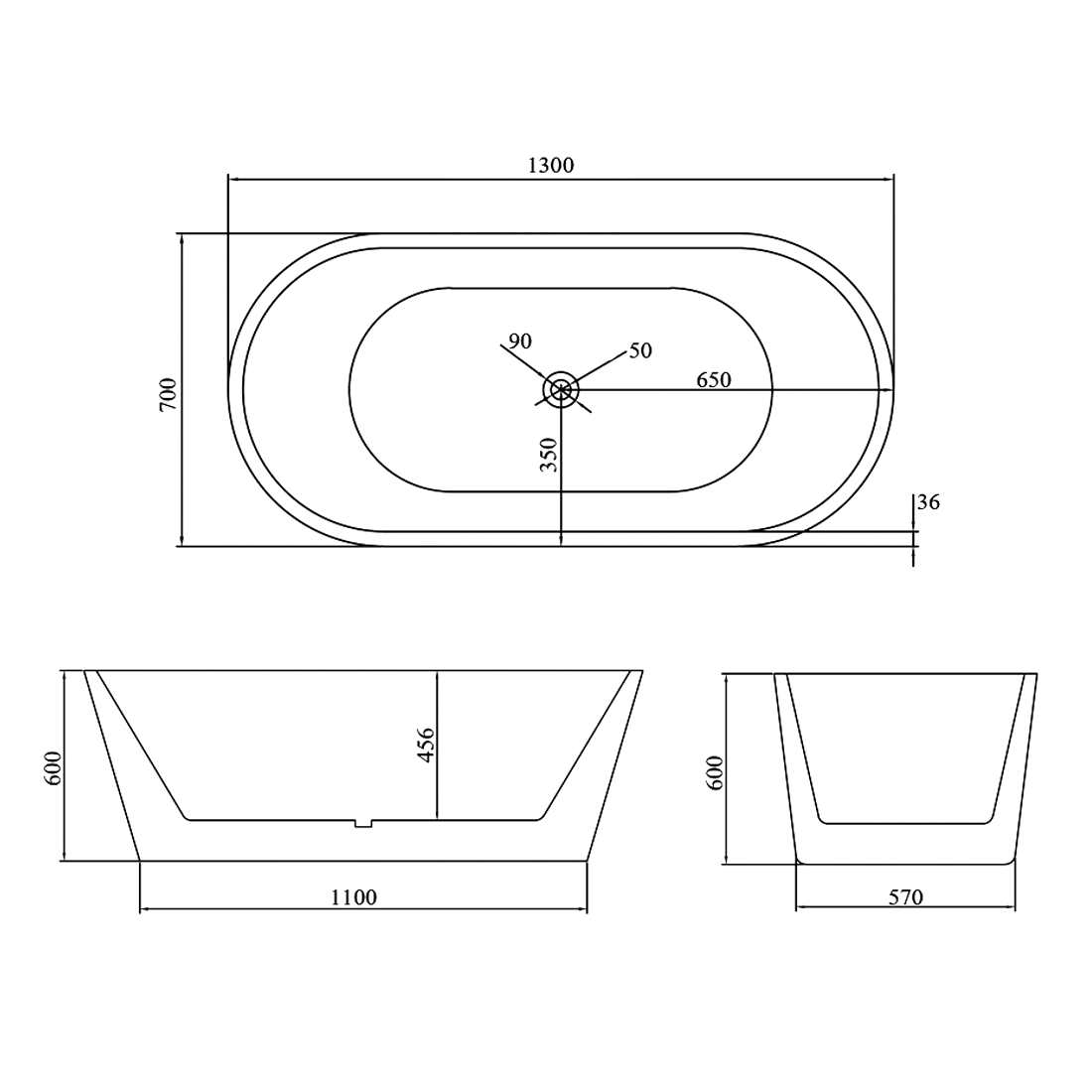 OVAL 1300 FS BATH