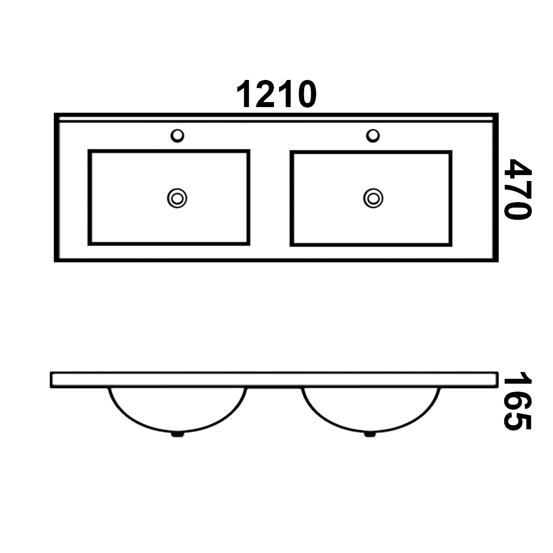 Double Basin Ceramic Basin Top