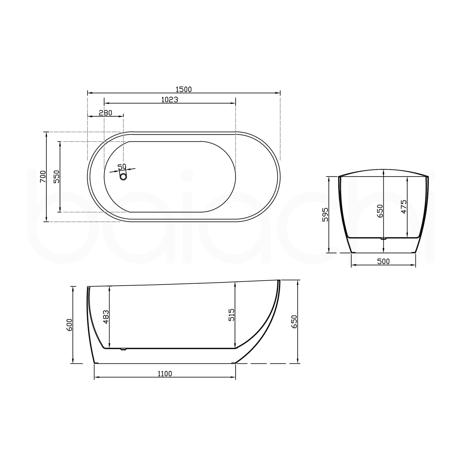 Baiachi Ivy 1500 Freestanding Bath MK2