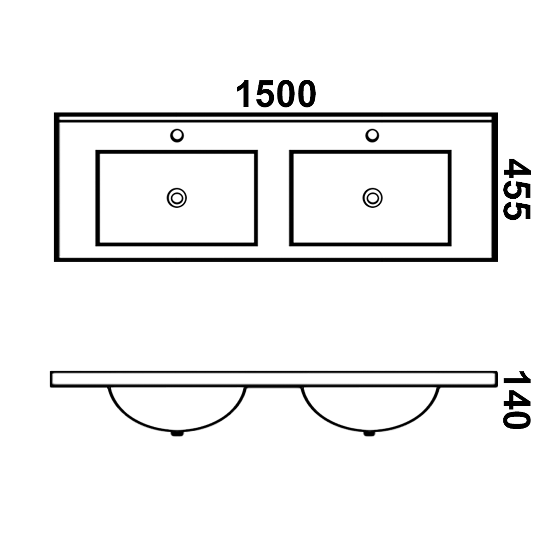 Poly Marble Double Basin Top