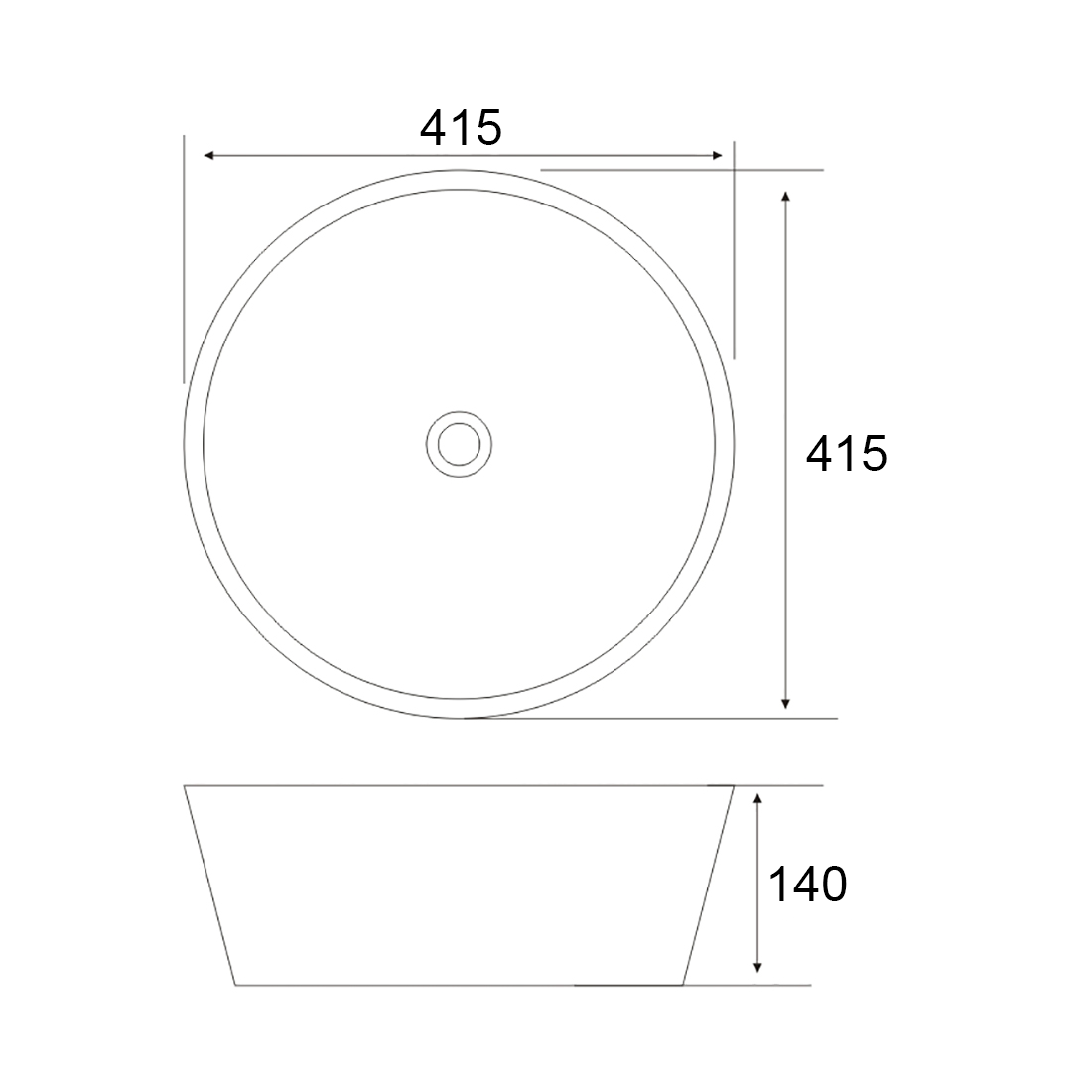 Ceramic Counter Top Basin Matte Black