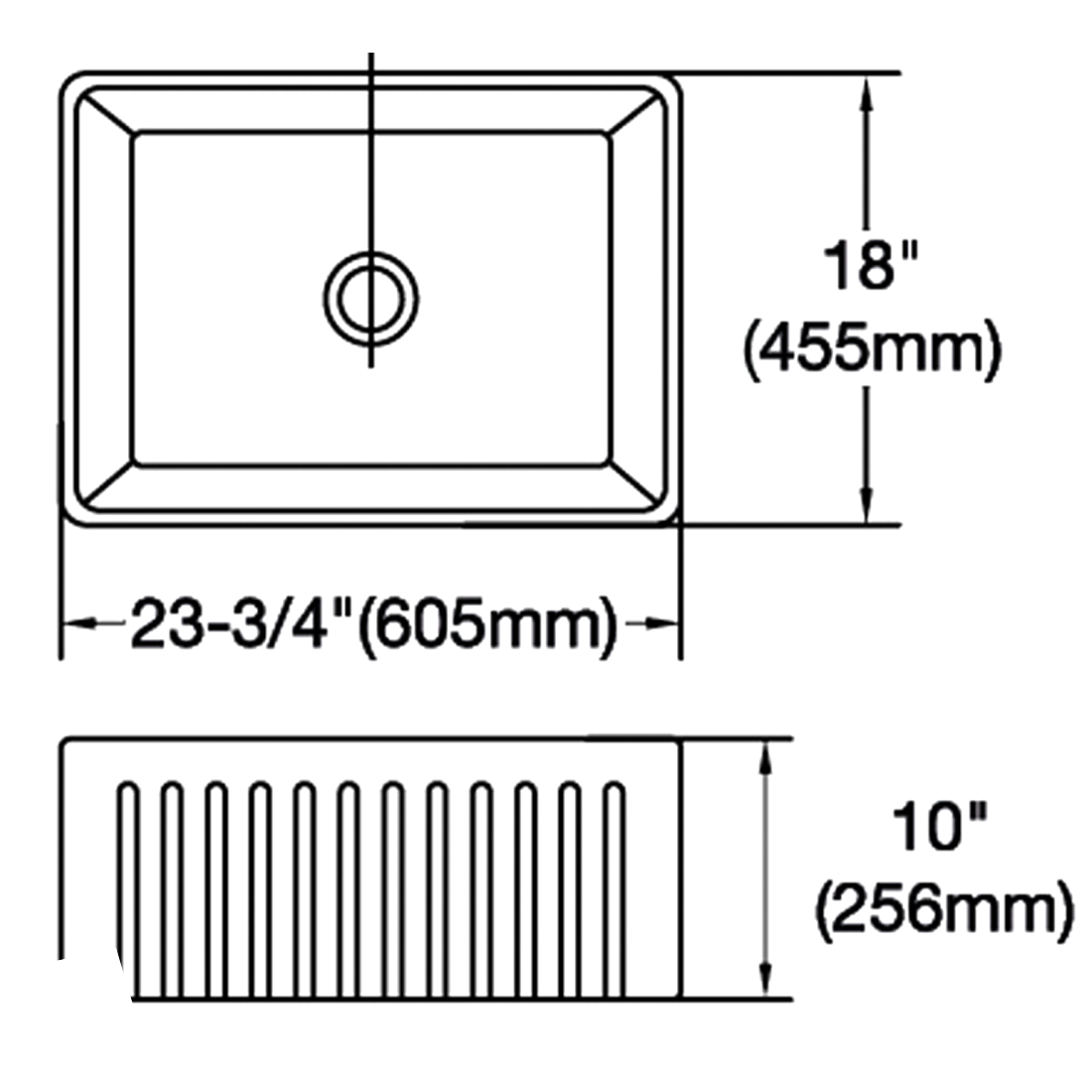 Baiachi 605X455X255mm Butler Farmhouse Fireclay Kitchen Laundry Sink Matte Black Waste