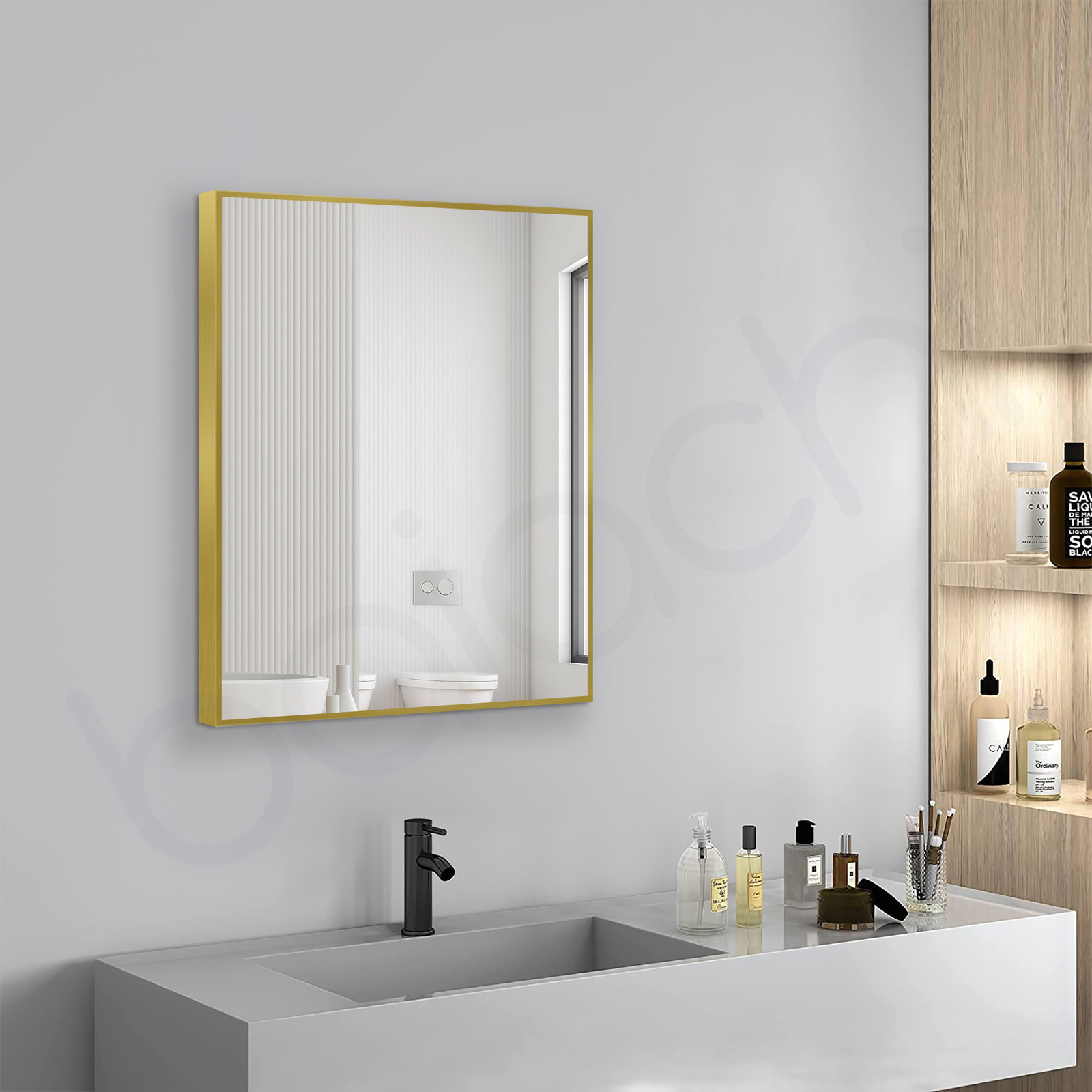 Baiachi Eden Square 600mmx750mm Frame Mirror Brushed Gold