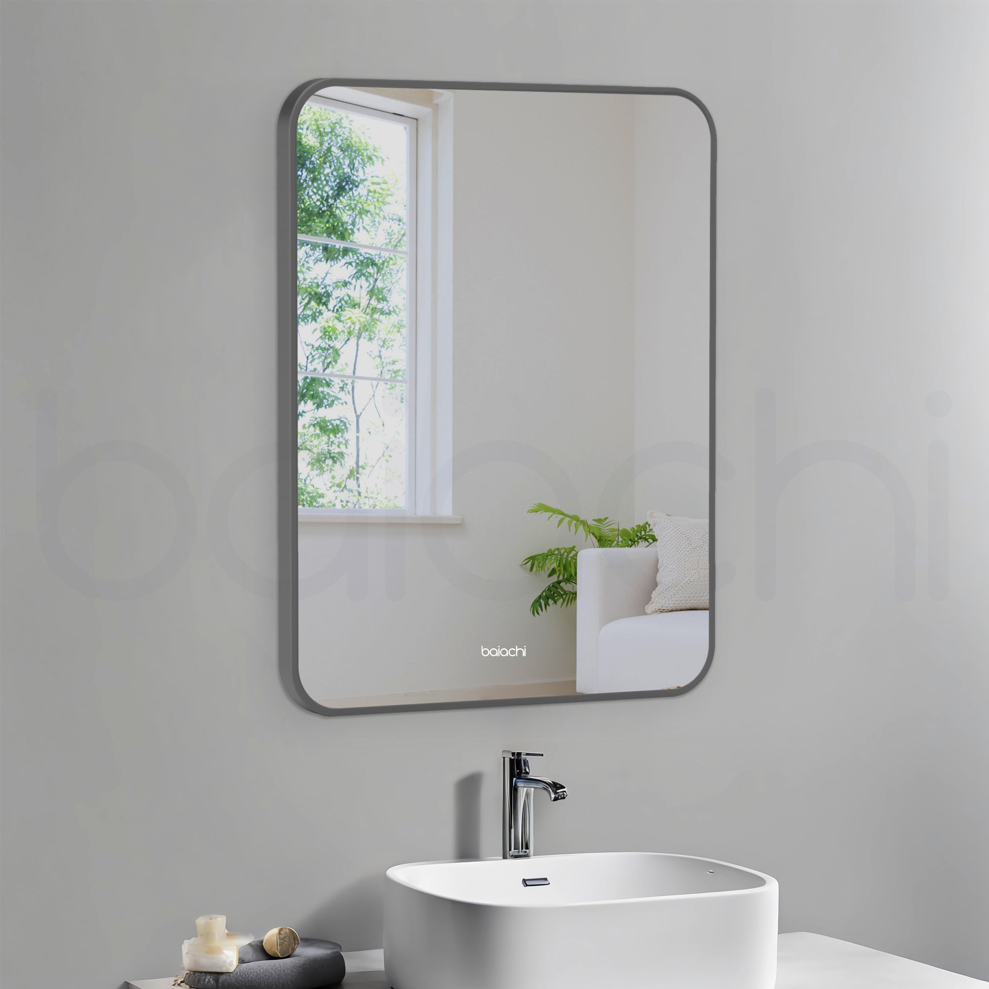 Baiachi Eden Square 600mmx750mm Frame Mirror Gun Metal