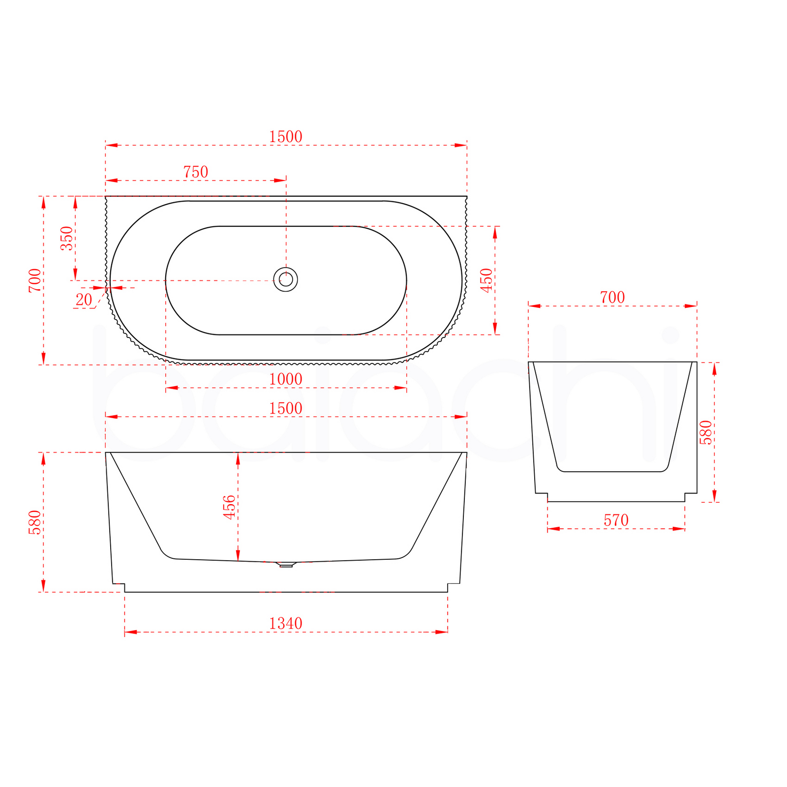 Clara 1500 Freestanding Bath Tub Matte White