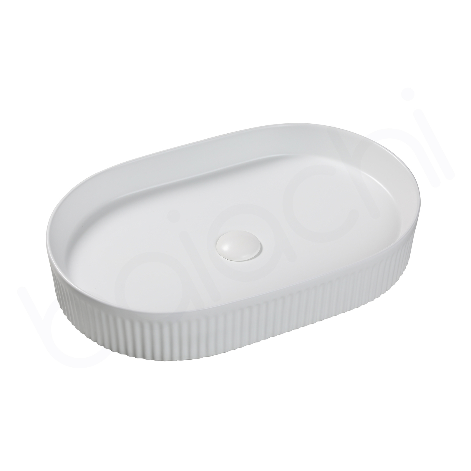 Baiachi Ceramic Counter Top Ribbed Basin Matte White